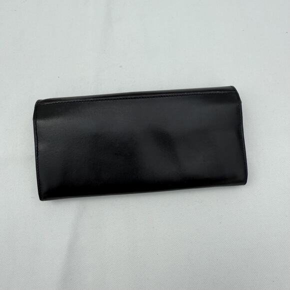 Vintage Celine Triomphe Long Wallet Black Leather Kisslock Authentic - Picture 12 of 16